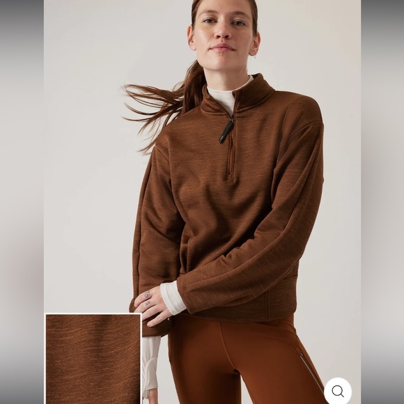 ATHLETA Altitude Polartec Half Zip Sweatshirt // Mahogany Heather - Picture 1 of 15
